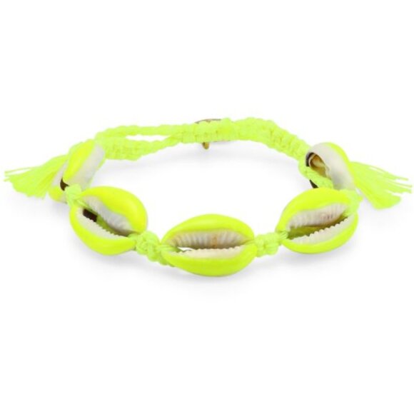 Venessa Arizaga Neon Yellow Shell Pull-Tie Bracelet - Picture 1 of 10